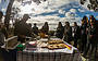 Morning Tea on the beach edge. Cheese, oysters and wood oven breads